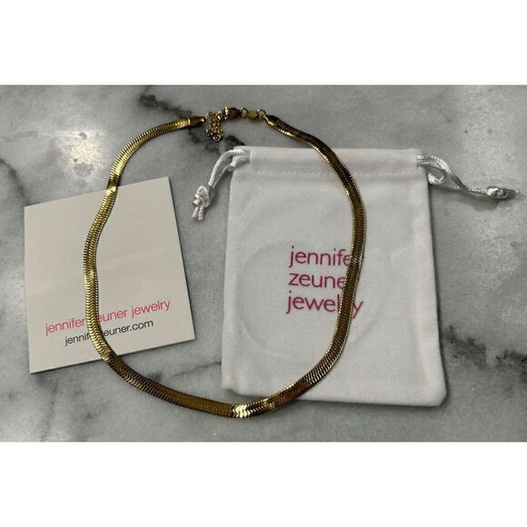 Jennifer Zeuner 14K IP Gold Plated Hamilton Herringbone Necklace - Picture 1 of 2